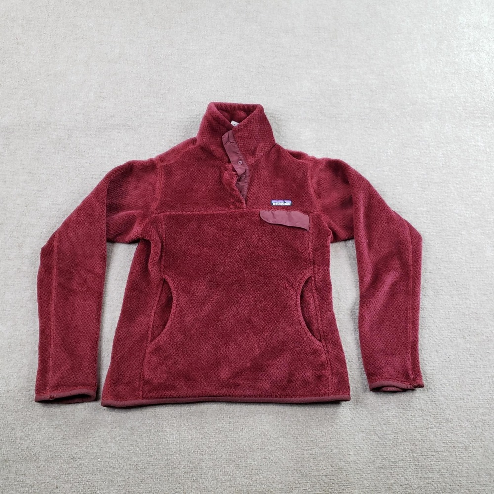 Patagonia Snap-T Jacket Womens Small Red Fleece Pullover Collared Pocket